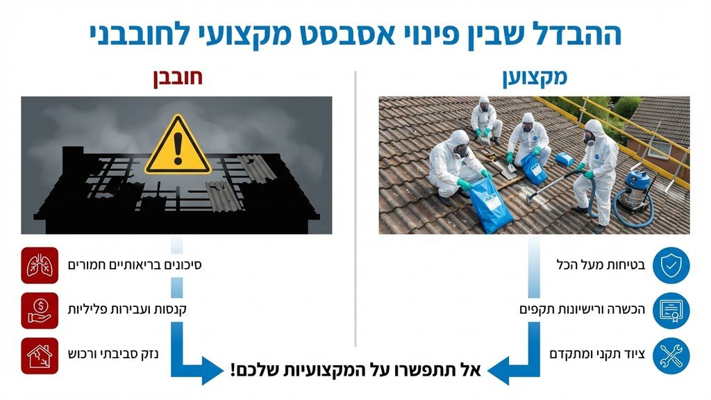 נוצר על ידי מודל בינה מלאכותית Gemini Pro צוות פינוי אסבסט מורשה עם ציוד מגן מלא בעבודה