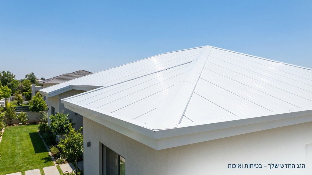 נוצר על ידי מודל בינה מלאכותית Gemini Pro גג פאנל מבודד חדש ולבן לאחר החלפת אסבסט