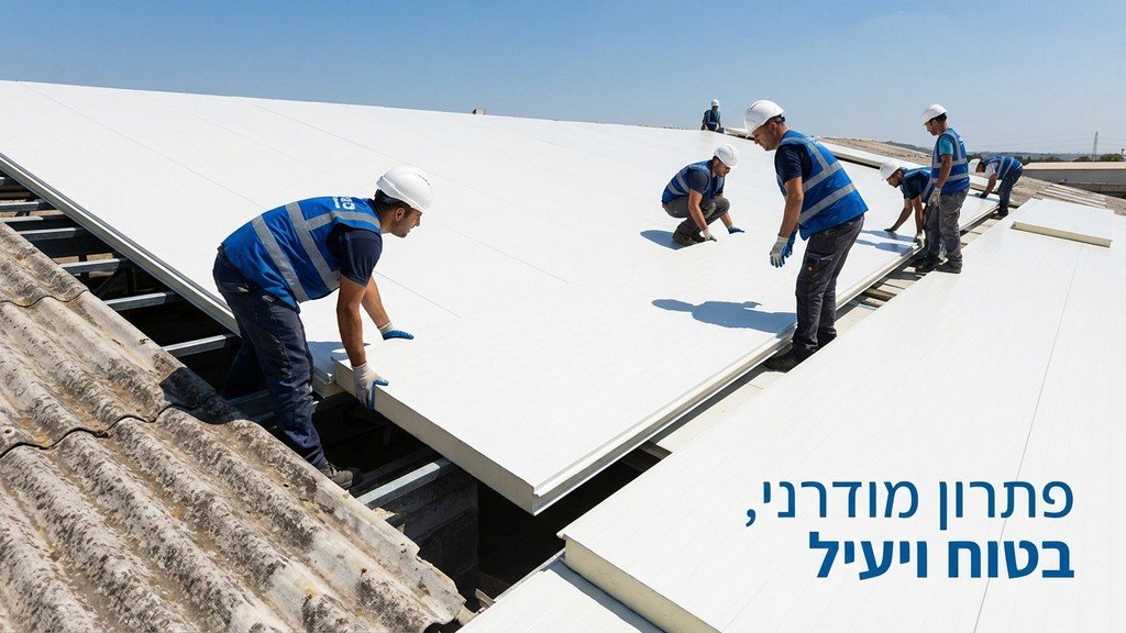 נוצר על ידי מודל בינה מלאכותית Gemini Pro התקנת גג פאנל מבודד חדש ונקי