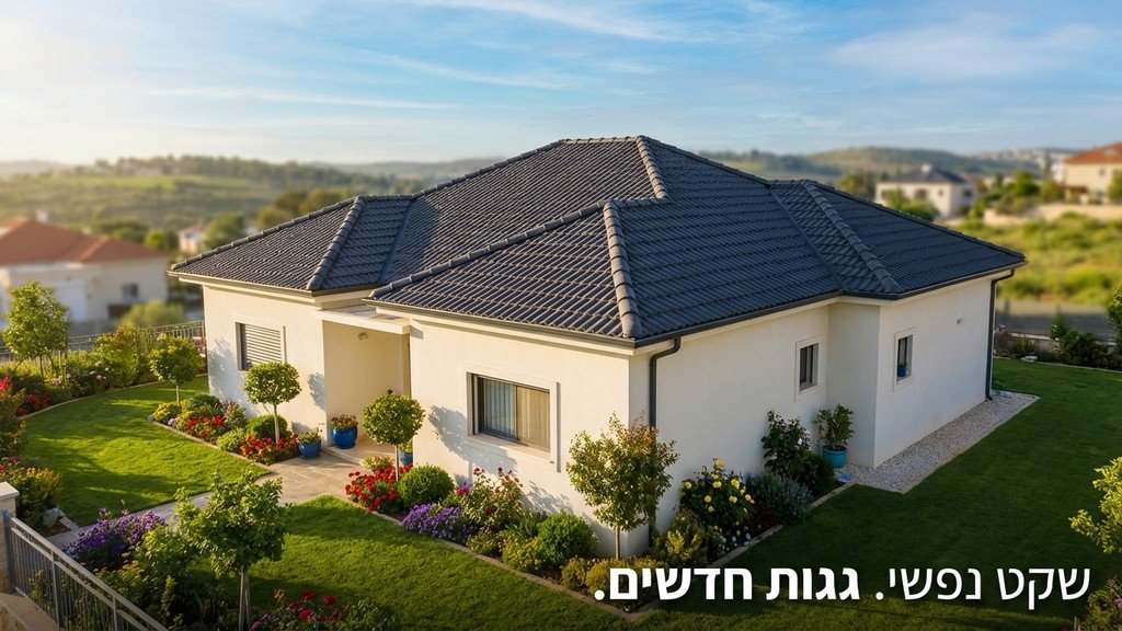 נוצר על ידי מודל בינה מלאכותית Gemini Pro בית צמוד קרקע עם גג חדש לאחר החלפת אסבסט